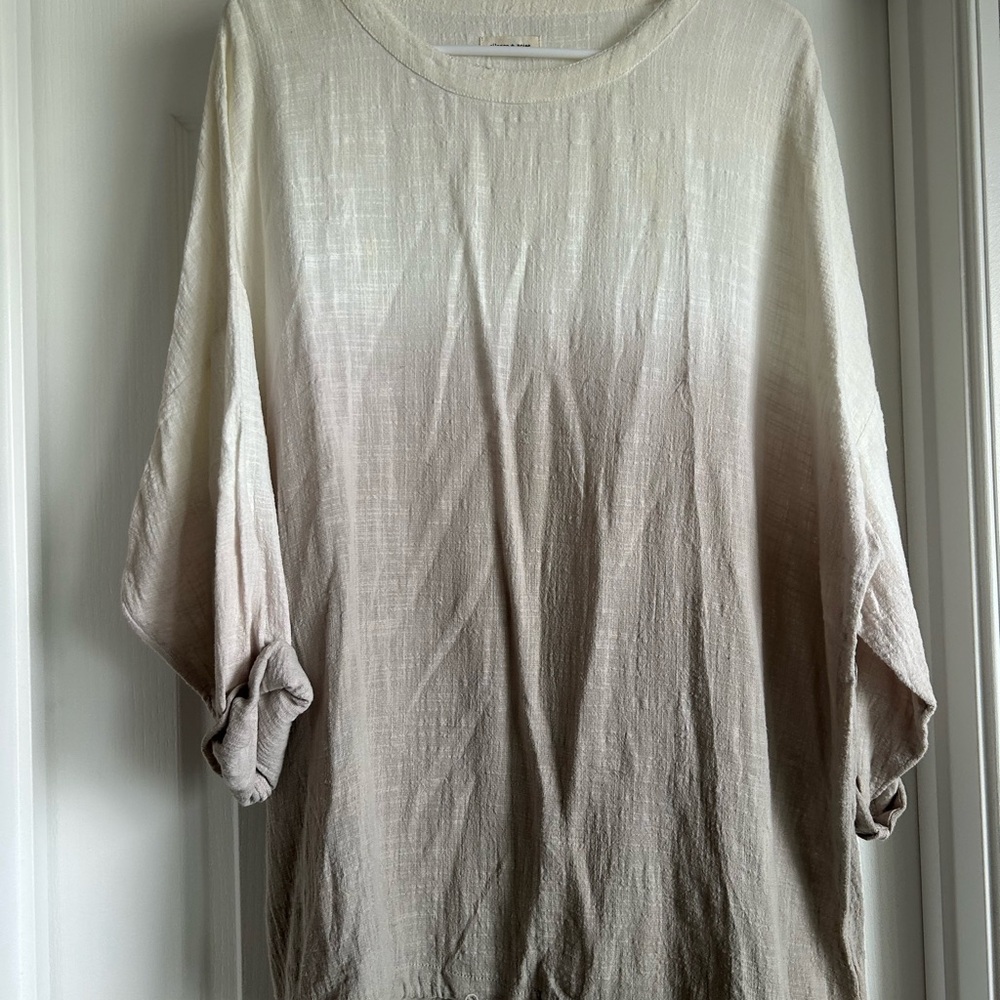Ombre Cream and Gray Tunic Top